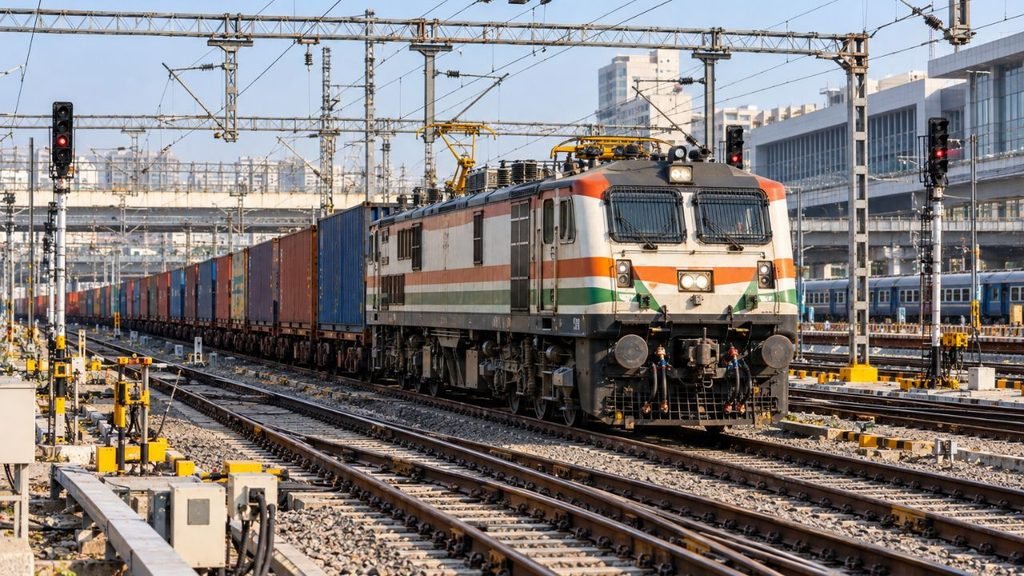 India's first LNG train, a freight train with containers, departs from Sabarmati, Ahmedabad.