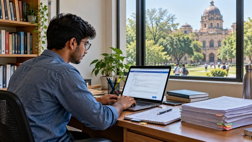 Student at desk with laptop, Gujarat recruitment jobs closing today