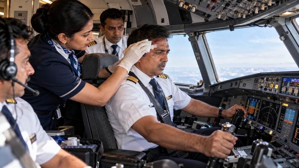 Captain Smit Machchhar receives aid in cockpit, Vishisht Gujarat Garima Award context